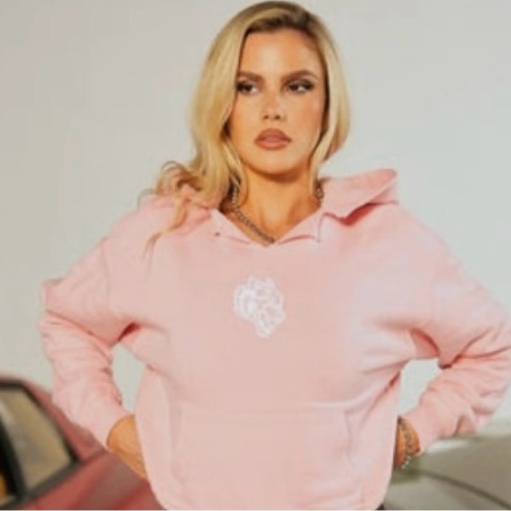 Big Wolf Loyalty Dempsey Cropped Hoodie in Cherry Blossom